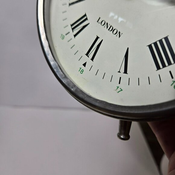 Deco 79 Stainless Steel Analog Table Clock SILENT Bell Style Decorative Top 7x5" - Picture 10 of 11